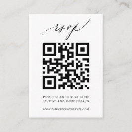 Trendy QR Code Elegant Calligraphy Wedding RSVP Informatiekaartje