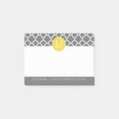 Trendy Quatrefoil Patroon met Adres & Monogram Post-it® Notes (Voorkant)