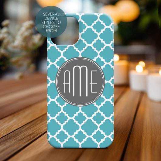 Trendy Quatrefoil Pattern Custom Triple Monogram Case-Mate iPhone Case