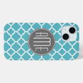 Trendy Quatrefoil Pattern Custom Triple Monogram Case-Mate iPhone Case (Achterkant (horizontaal))