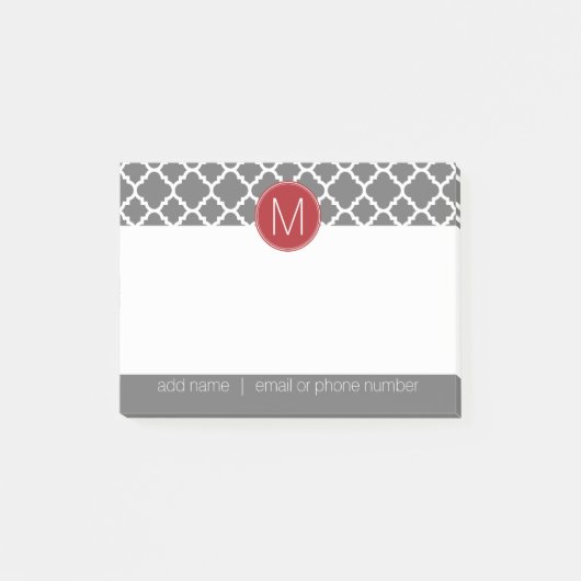 Trendy Quatrefoil Pattern met Custom Monogram Post-it® Notes (Voorkant)