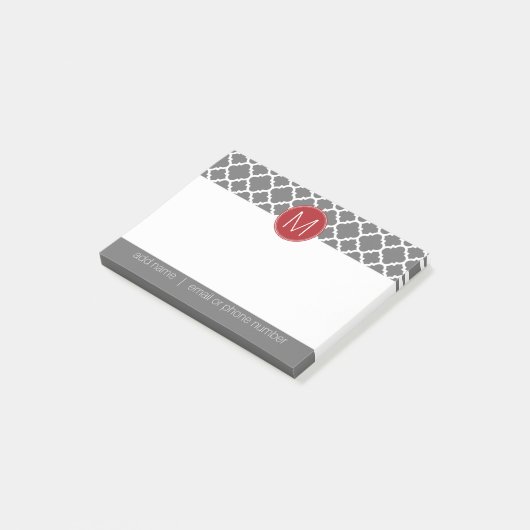 Trendy Quatrefoil Pattern met Custom Monogram Post-it® Notes (Schuin)