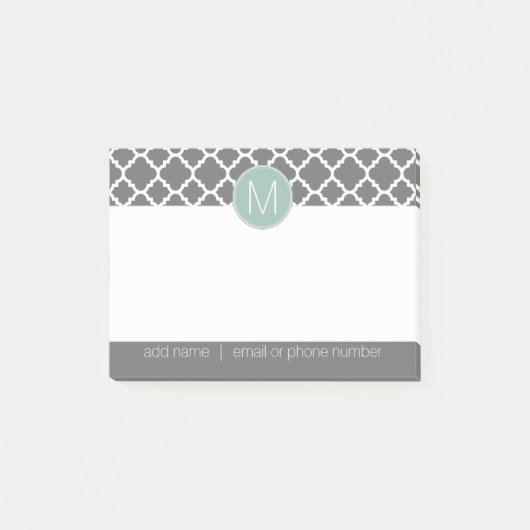 Trendy Quatrefoil Pattern met Custom Monogram Post-it® Notes (Voorkant)