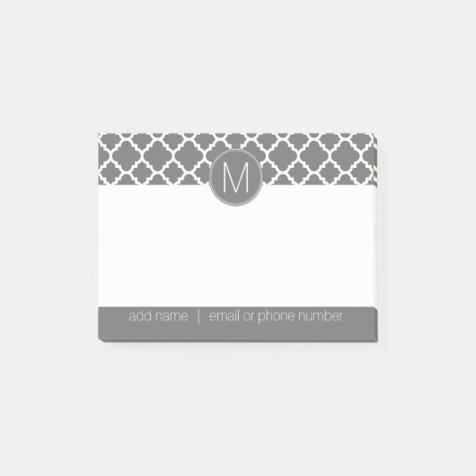 Trendy Quatrefoil Pattern met Custom Monogram Post-it® Notes (Voorkant)