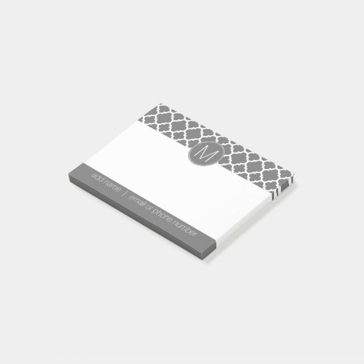 Trendy Quatrefoil Pattern met Custom Monogram Post-it® Notes (Schuin)