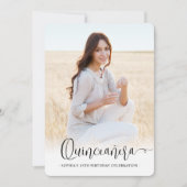 Trendy Quinceañera Script 2 Foto 15e verjaardag Kaart (Voorkant)