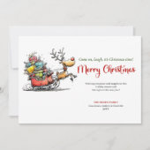 Trendy quirky reindeer Christmas greeting card Feestdagenkaart (Voorkant)