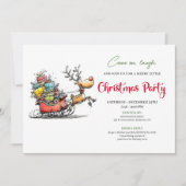 Trendy quirky reindeer Christmas party invite Kaart (Voorkant)