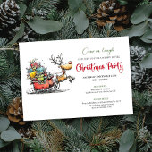 Trendy quirky reindeer Christmas party invite Kaart