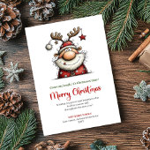 Trendy Quirky Santa Red Green Festive Greeting Feestdagenkaart