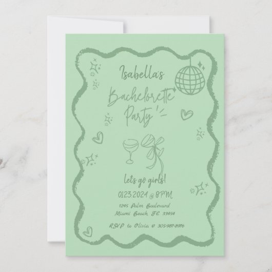 Trendy Quirkye Golflijn Handgetekende Vrijgezellen Kaart (Voorkant)