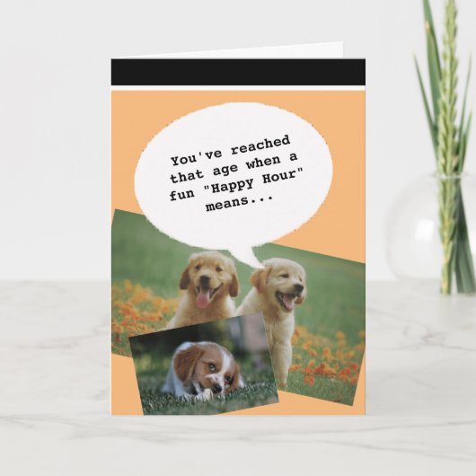 Trendy quote Happy Hour Getting Old Funny Verjaard Kaart (Voorkant)