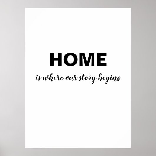 Trendy Quote HOME IS WAAR ONZE VERHAAL BEGINT Poster (Voorkant)