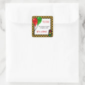 Trendy Race Car Checkers Boy Baby shower Vierkante Sticker (Tas)