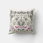 Trendy Radiant Paars en Gray  Floral Bird Kussen (Achterkant)