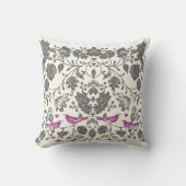 Trendy Radiant Paars en Gray  Floral Bird Kussen (Voorkant)