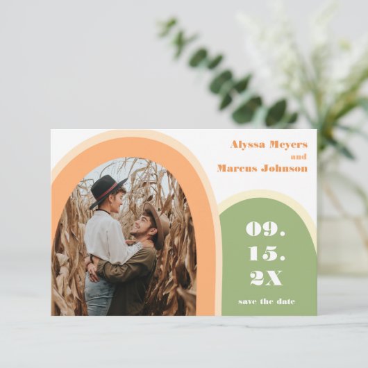 Trendy Rainbow Boho bewaar de datum groen (Staand voorkant)