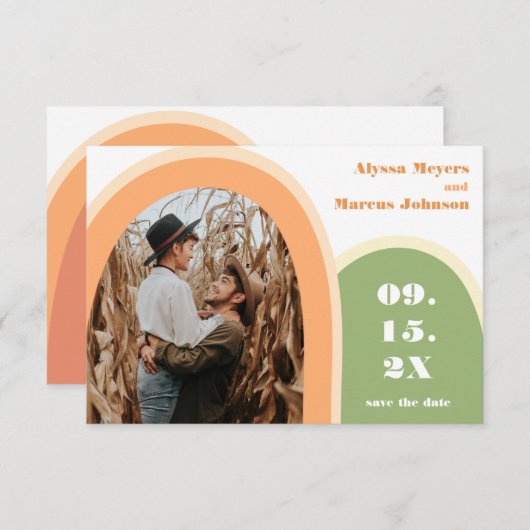 Trendy Rainbow Boho bewaar de datum groen (Voorkant / Achterkant)