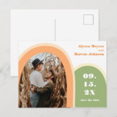 Trendy Rainbow Boho bewaar de datum groen Briefkaart (Voorkant / Achterkant)