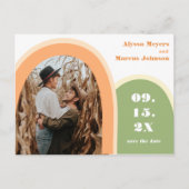 Trendy Rainbow Boho bewaar de datum groen Briefkaart (Voorkant)