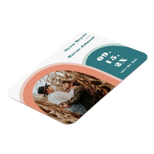 Trendy Rainbow Boho Save the Date Magneet (Linkerzijde)