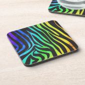 Trendy Rainbow en Black Zebra Animal Print op ele Bier Onderzetter (Linkerzijde)
