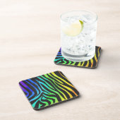 Trendy Rainbow en Black Zebra Animal Print op ele Bier Onderzetter (Rechterzijde)