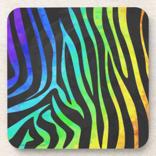 Trendy Rainbow en Black Zebra Animal Print op ele Bier Onderzetter