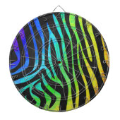 Trendy Rainbow en Black Zebra Animal Print op ele Dartbord (Voorkant)