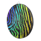 Trendy Rainbow en Black Zebra Animal Print op ele Dartbord (Voorkant Rechts)