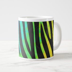 Trendy Rainbow en Black Zebra Animal Print op ele Grote Koffiekop
