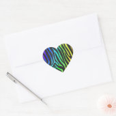 Trendy Rainbow en Black Zebra Animal Print op ele Hart Sticker (Envelop)