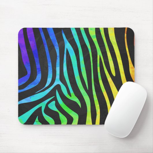 Trendy Rainbow en Black Zebra Animal Print op ele Muismat (Met muis)