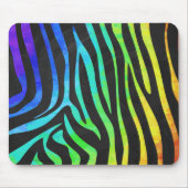 Trendy Rainbow en Black Zebra Animal Print op ele Muismat (Voorkant)
