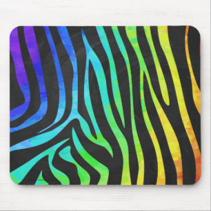 Trendy Rainbow en Black Zebra Animal Print op ele Muismat