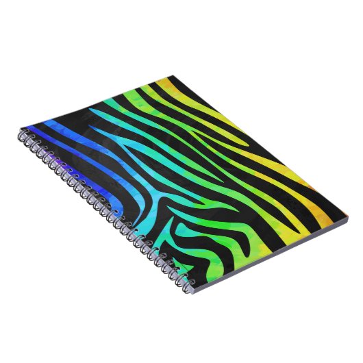 Trendy Rainbow en Black Zebra Animal Print op ele Notitieboek (Rechterzijde)