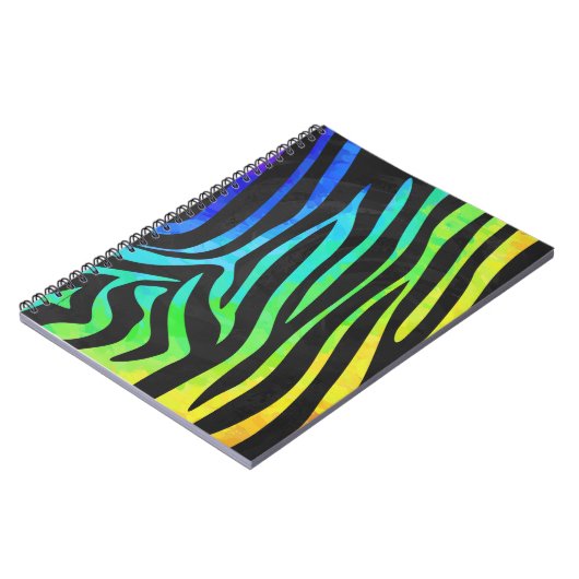 Trendy Rainbow en Black Zebra Animal Print op ele Notitieboek (Linkerzijde)