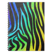 Trendy Rainbow en Black Zebra Animal Print op ele Notitieboek (Voorkant)