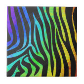 Trendy Rainbow en Black Zebra Animal Print op ele Tegeltje (Voorkant)