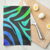 Trendy Rainbow en Black Zebra Animal Print op ele Theedoek (Quarter Fold)