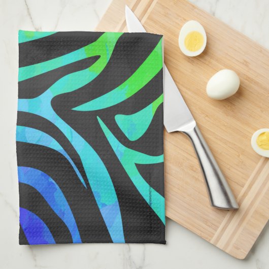 Trendy Rainbow en Black Zebra Animal Print op ele Theedoek (Quarter Fold)