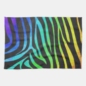 Trendy Rainbow en Black Zebra Animal Print op ele Theedoek (Horizontaal)