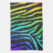 Trendy Rainbow en Black Zebra Animal Print op ele Theedoek (Verticaal)