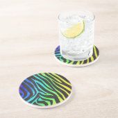 Trendy Rainbow en Black Zebra Animal Print op ele Zandsteen Onderzetter (Zijkant)