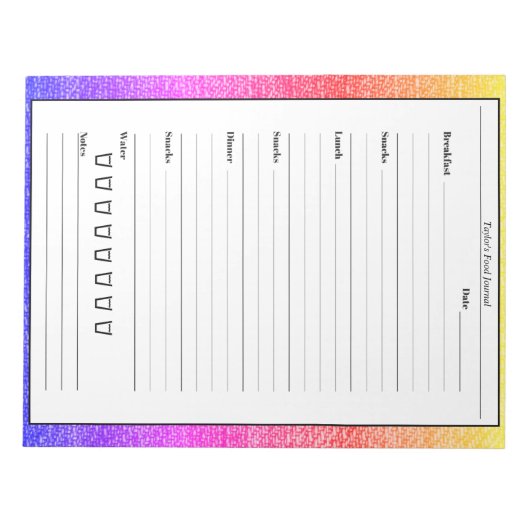 Trendy Rainbow Food Journal Easy Daily Meal Diary Notitieblok (Voorkant)