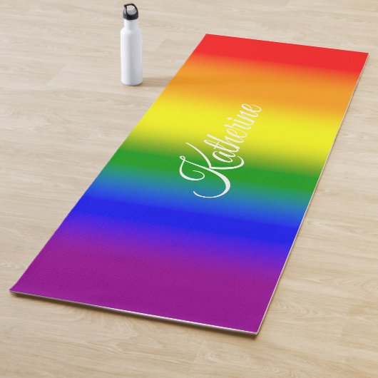 Trendy Rainbow Gradient Script Name Yogamat (In situ)