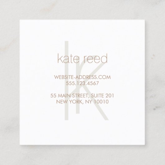 Trendy Rainbow Holographic Monogram Stripe Vierkante Visitekaartje (Achterkant)