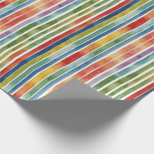 Trendy Rainbow Kleurrijke Stripe Pattern Cadeaupapier (Hoek)
