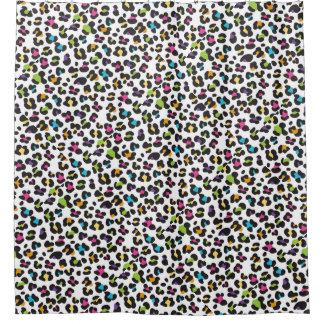 Trendy Rainbow Leopard Print Pattern Douchegordijn