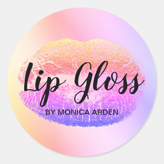 Trendy Rainbow Lip Gloss Business Sticker (Voorkant)